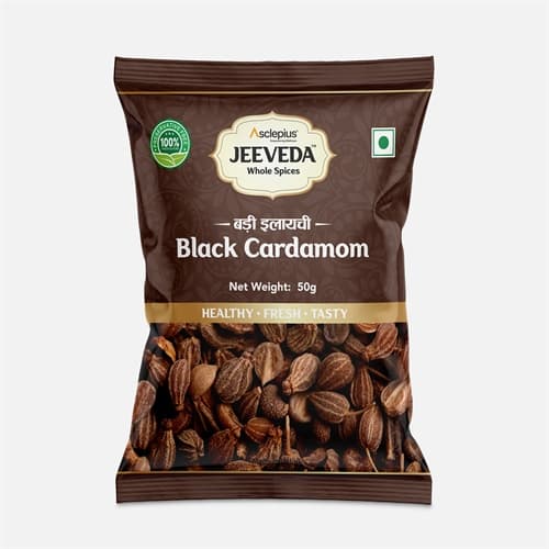 Jeeveda Black Cardamom-badi Elaic, 50 g product packaging