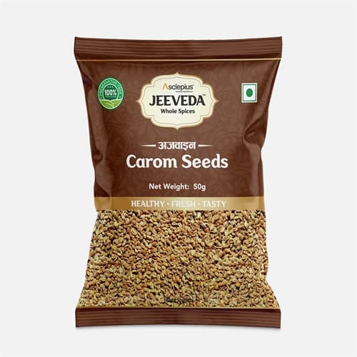 Jeeveda Carom Seeds Ajwain, 50 g product packaging