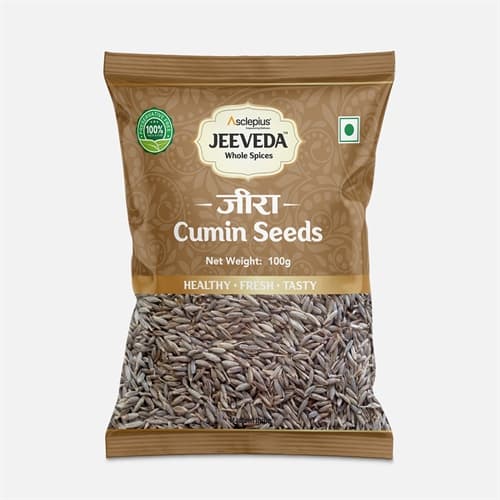 Jeeveda Cumin Seeds Jeera, 100 g product packaging