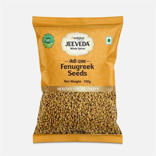 Jeeveda Fenugreek Seeds -Methi Dana, 100 g product packaging