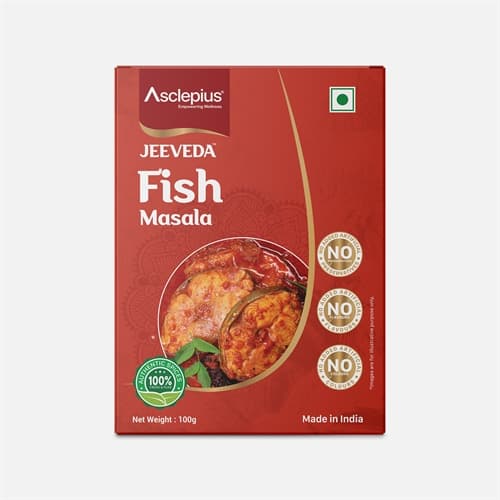Jeeveda Fish Masala, 100 g product packaging