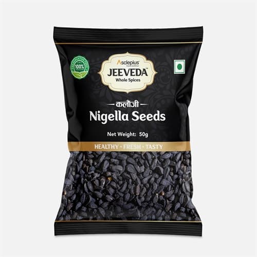 Jeeveda Nigella Seeds-kalonji, 50 g product packaging