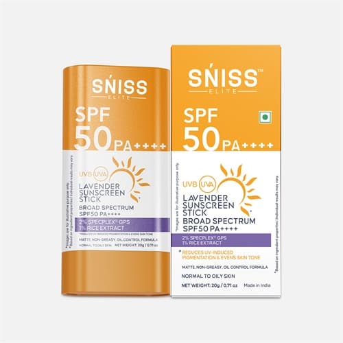 Lavender Sunsreen Stickbroad Specturm SPF50 PA++++, 20 g packaging