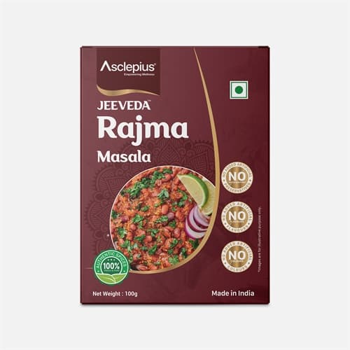 Jeeveda Rajma Masala, 100 g product packaging