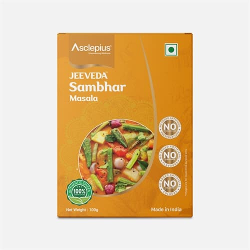 Jeeveda Sambhar Masala, 100 g product packaging